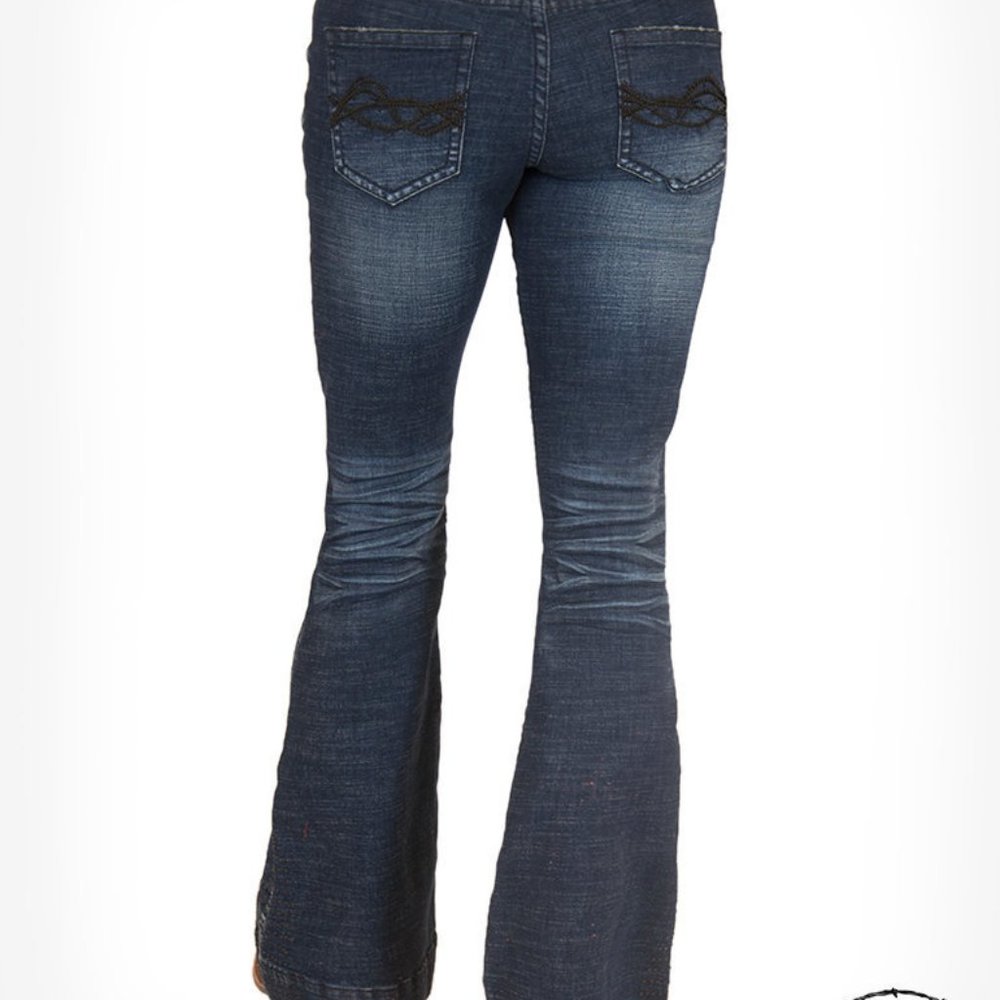 Cowgirl Tuff 'Aztec Flare' Mid Rise Flare Jean  - 28x32 - Picture 3 of 13